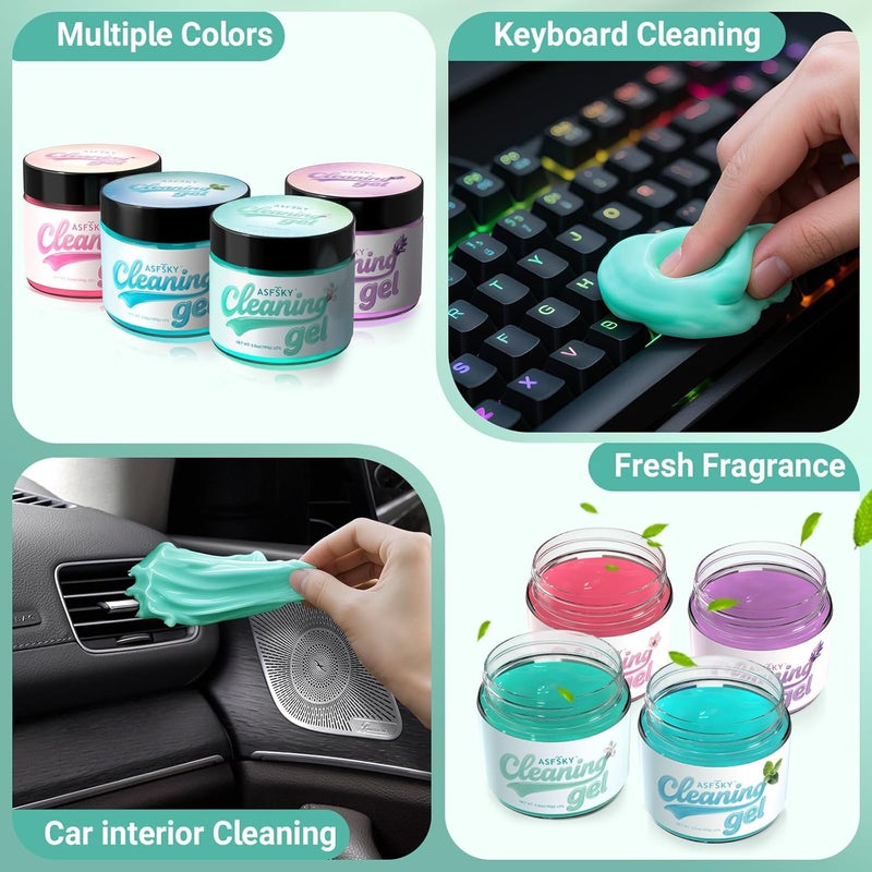 ASFSKY Car Cleaning Gel (Aromatherapy aroma) Dust Cleaning Putty Universal Car Interior Cleaner Keyboard Dust Remover Car Slime Gifts for Men Women girl（4 pack） - Image 2